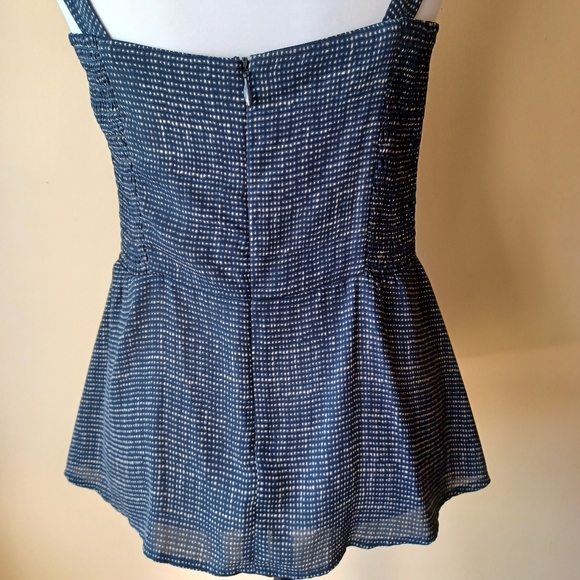 Cabi Women's Sleeveless Top Size 8 Navy & White Smocked Sides Adjustable Straps - Picture 5 of 15